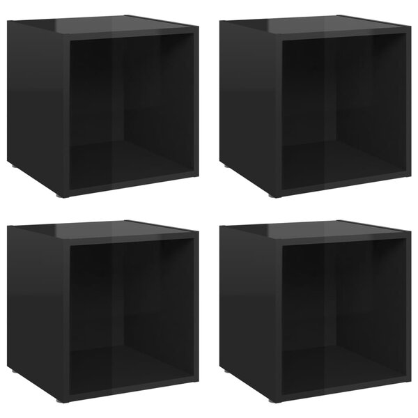 vidaXL Meubles TV 4 Pièces noir brillant 37x35x37 cm bois d’ingénierie
