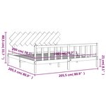 vidaXL Cadre de lit sans matelas gris 200x200 cm bois massif de pin