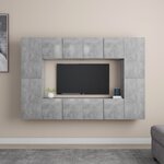 vidaXL Ensemble de meubles TV 8 Pièces Gris béton Bois d'ingénierie