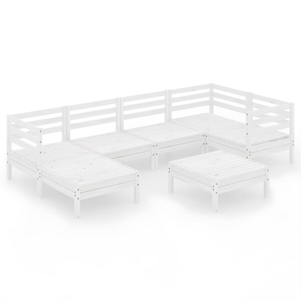 Salon de jardin meuble d'extérieur ensemble de mobilier 7 pièces bois de pin massif blanc 02_0017406