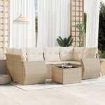 vidaXL Salon de jardin avec coussins 7 Pièces beige résine tressée