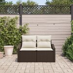 Canapé de jardin 2 places vidaXL avec coussins en poly rotin marron