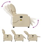 vidaXL Fauteuil inclinable de massage électrique crème tissu