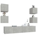 vidaXL Ensemble de meubles TV 6 Pièces Gris béton Bois d'ingénierie