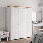 vidaXL Garde-robe BODO blanc marron 146x53 5x173 cm bois massif de pin
