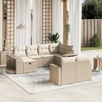 vidaXL Salon de jardin avec coussins 10 Pièces beige résine tressée
