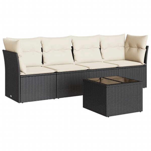 vidaXL Salon de jardin 5 Pièces avec coussins noir résine tressée