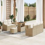 Ensemble 8 pièces canapés de jardin avec coussins Beige Poly Rattan Acacia