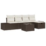vidaXL Ensemble de canapés de jardin 6 pièces avec coussins en poly rattan marron