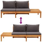 vidaXL Salon de jardin 5 Pièces avec coussins gris foncé Bois d'acacia