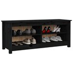 vidaXL Banc à chaussures Noir 110x38x45 5 cm Bois de pin massif
