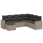 vidaXL Salon de jardin avec coussins 7 Pièces gris résine tressée