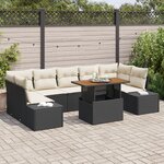 vidaXL Ensemble de canapés de jardin 8 pièces avec coussins en poly rattan noir