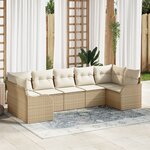Ensemble de Canapés de Jardin vidaXL 7 Pièces avec Coussins en Poly Rattan Beige