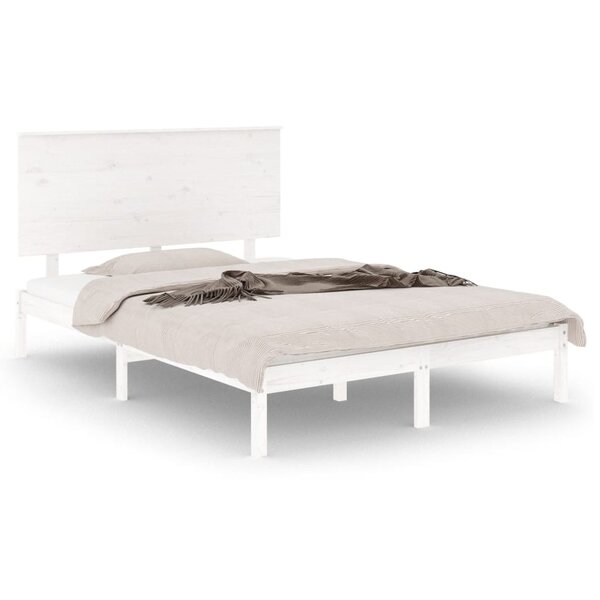 vidaXL Cadre de lit sans matelas blanc 135x190 cm bois massif