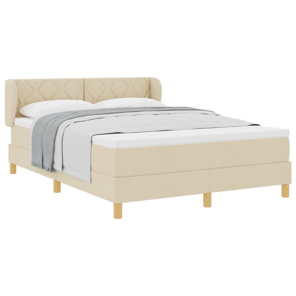 Lit à ressorts vidaXL avec matelas en crème  140x200 cm en tissu