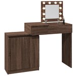 vidaXL Coiffeuse avec LED chêne marron 115x37x110 5 cm