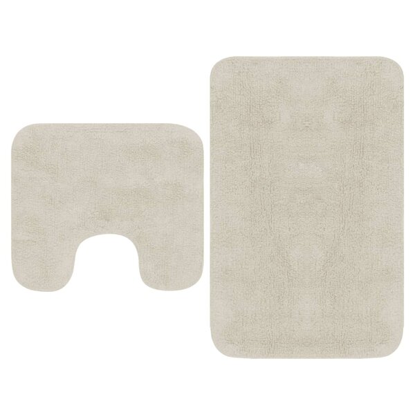 vidaXL Jeu de tapis de salle de bain 2 Pièces Tissu Blanc