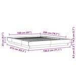 vidaXL Cadre de lit avec lumières LED gris béton 160x200 cm