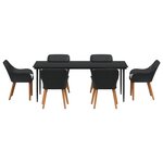 vidaXL Ensemble de salle à manger de jardin 7 pièces en poly rattan noir