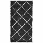vidaXL Tapis shaggy à poils longs moderne noir et crème 80x150 cm