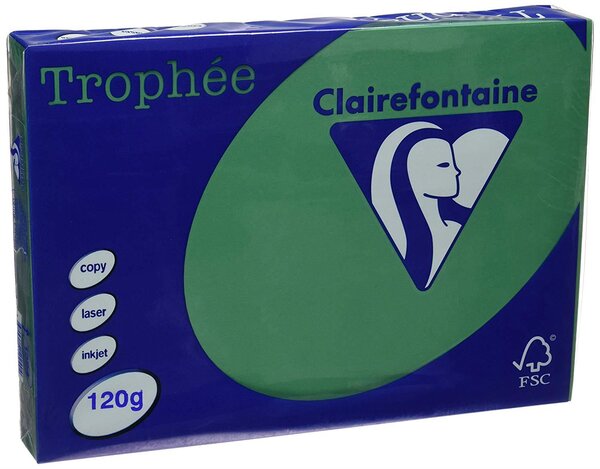 Ramette 250 Feuilles Papier 120g A4 210x297 mm Certifié FSC vert sapin TROPHÉE