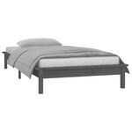 vidaXL Cadre de lit à LED sans matelas gris 90x190 cm bois massif