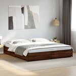 vidaXL Cadre de lit chêne marron 200x200 cm bois d'ingénierie et métal