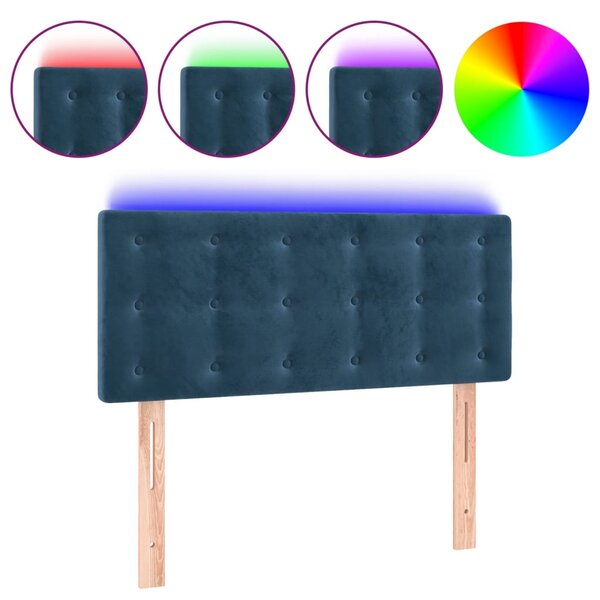 vidaXL Tête de lit à LED Bleu foncé 90x5x78/88 cm Velours