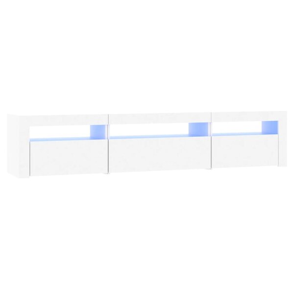 vidaXL Meuble TV avec lumières LED Blanc 195x35x40 cm