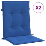 vidaXL Coussins de chaise de jardin à dossier bas lot de 2 bleu royal