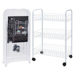 Excellent houseware chariot de cuisine avec 3 paniers blanc