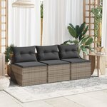 vidaXL Canapés de jardin sans accoudoirs avec coussins 2 Pièces gris