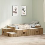 vidaXL Cadre de lit de rangement en chêne artisanal 90x190 cm