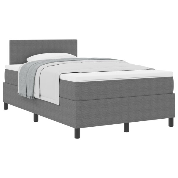 vidaXL Lit Box Spring avec Matelas Gris Clair Petit Double Tissu en Velours Côtelé