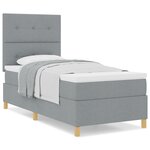 vidaXL Lit sommier avec matelas Gris Clair 90x200 cm Tissu