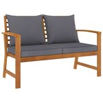 vidaXL Banc de jardin 120cm et coussin gris foncé Bois solide d'acacia