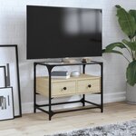 vidaXL Meuble TV avec dessus en verre chêne sonoma bois d'ingénierie