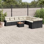 vidaXL Salon de jardin 11 Pièces avec coussins noir résine tressée