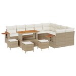 Ensemble de canapés de jardin vidaXL de 13 pièces avec coussins beige en rattan poly et acacia