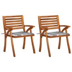 vidaXL Chaises à dîner de jardin avec coussins 2 Pièces Acacia massif