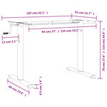 vidaXL Cadre de bureau debout blanc (94-135)x60x(70-114) cm acier