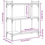 vidaXL Bibliothèque 3 niveaux chêne fumé 76x32x88 cm bois d'ingénierie