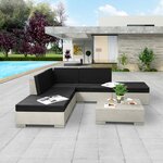 vidaXL Salon de jardin 6 Pièces avec coussins Béton Gris