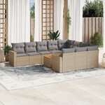 vidaXL Salon de jardin 11 Pièces avec coussins beige résine tressée