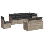 vidaXL Salon de jardin 8 Pièces avec coussins gris clair résine tressée