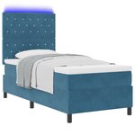 vidaXL Lit avec matelas et LED Bleu foncé 90x200 cm Velours