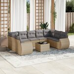 vidaXL Salon de jardin avec coussins 10 Pièces beige résine tressée