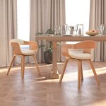 vidaXL Chaises à manger lot de 2 crème similicuir et bois courbé