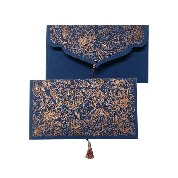 PAPERTREE PONDICHERY Enveloppe cadeau 19x10cm Bleu/Cuivre
